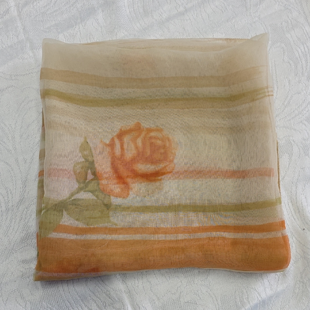 Floral Scarf with Orange Rose